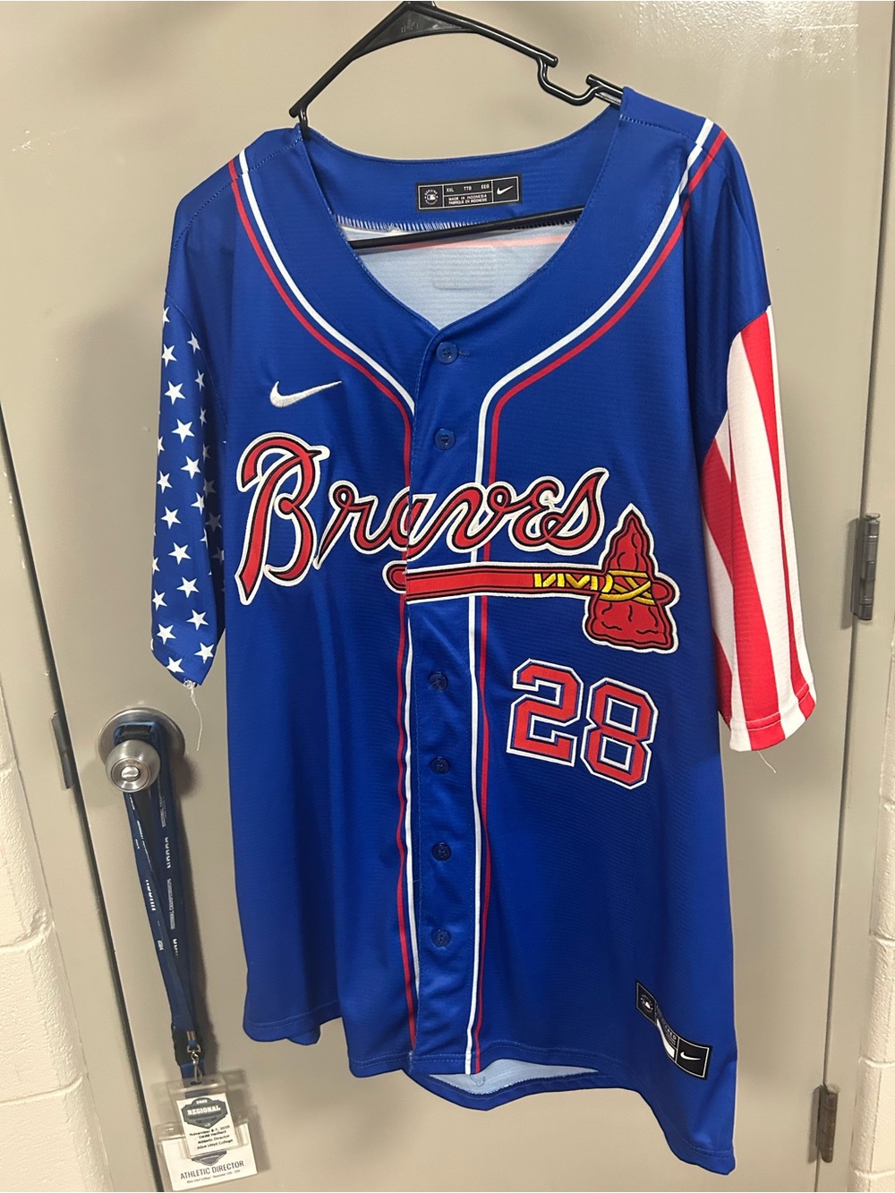 Nike Men’s Matt Olson Braves Royal Blue Patriotic Baseball Jersey - Like New